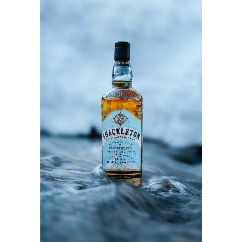 Shackleton Blended Malt Scotch Whiskey On The Water Background