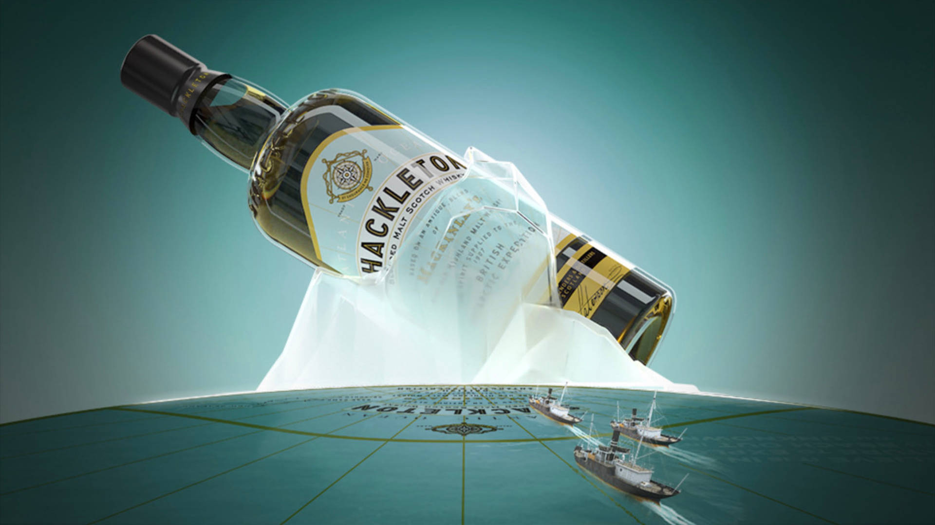 Shackleton Whisky Frozen Bottle Design Background