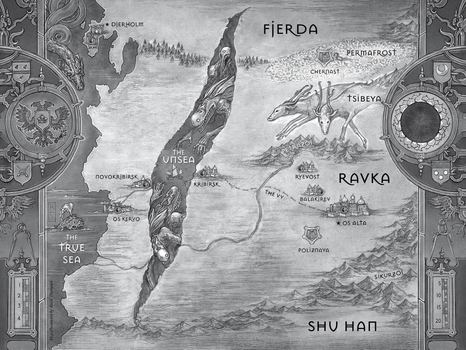 Shadow And Bone Black & White Map Background