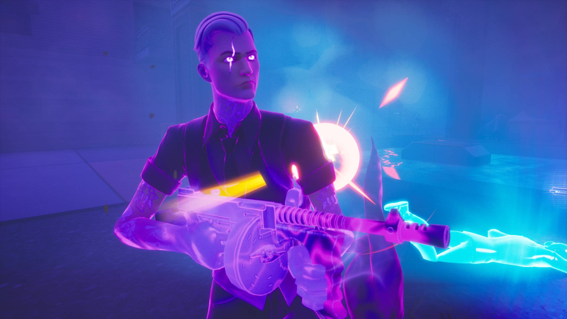 Shadow Midas Fortnite Skin Thompson Submachine Gun Background