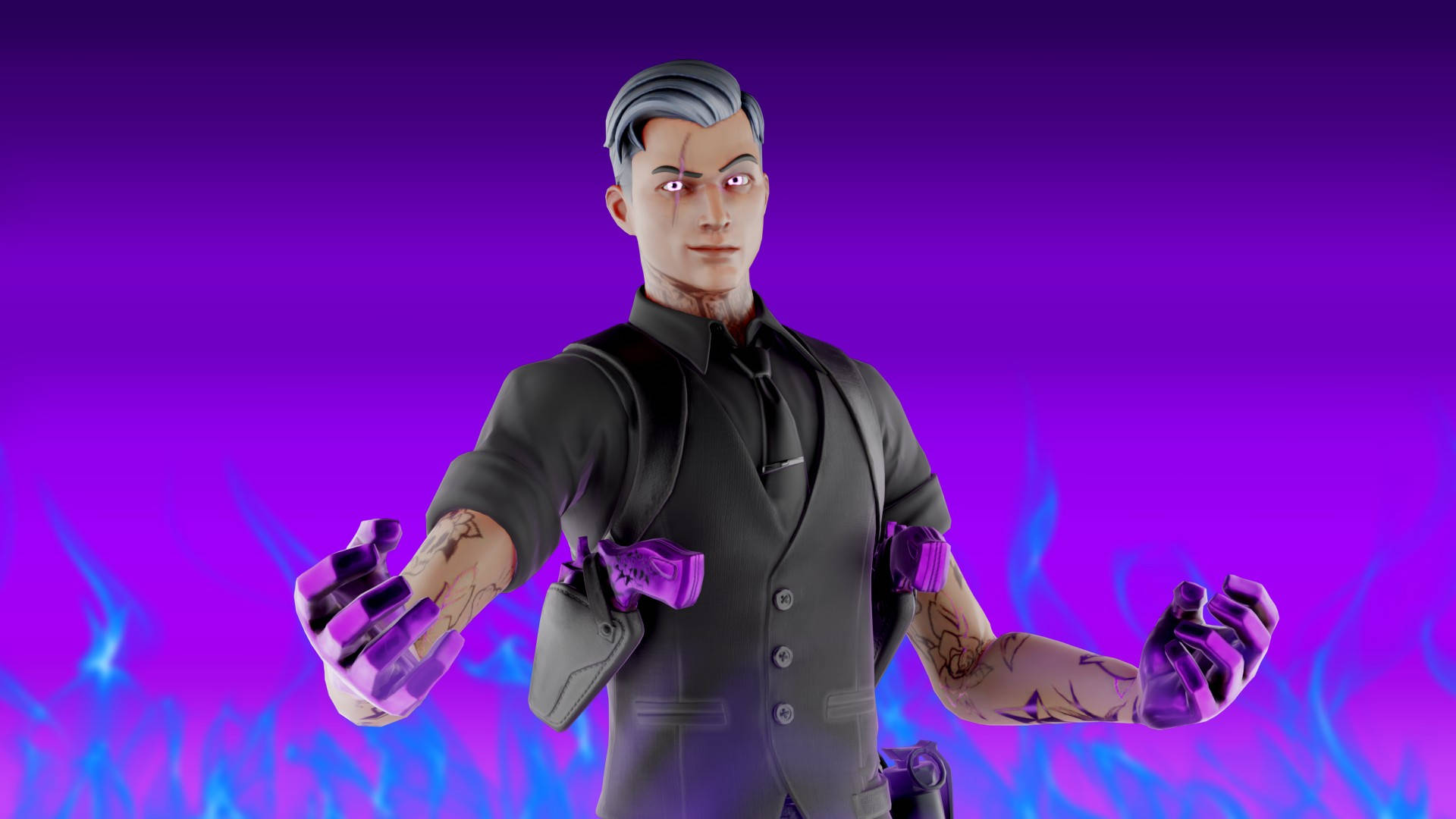 Shadow Midas Fortnite Skin Violet Hands Background