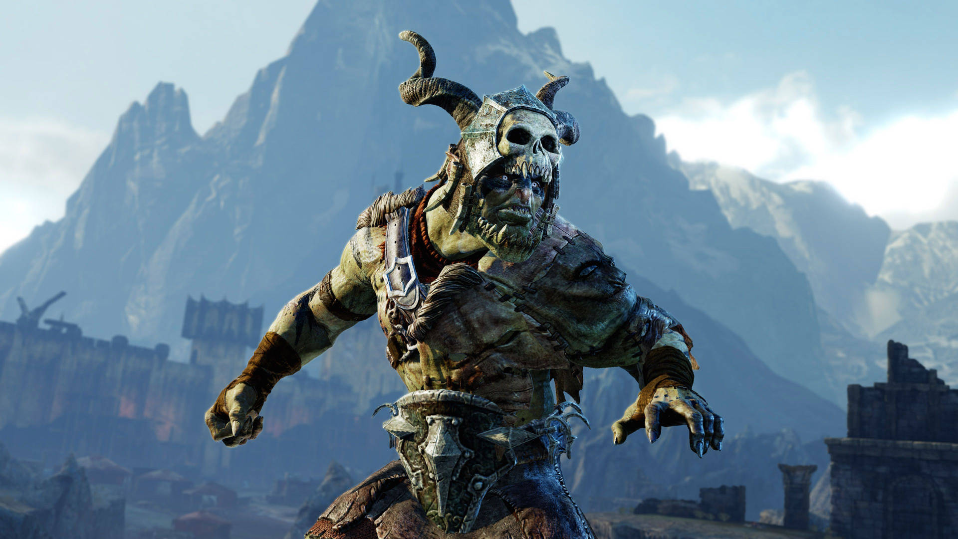 Shadow Of Mordor Warrior In Skull Mask Background