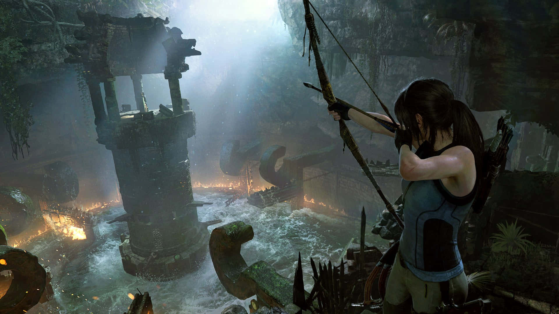 Shadow Of Tomb Raider Croft Aims Background