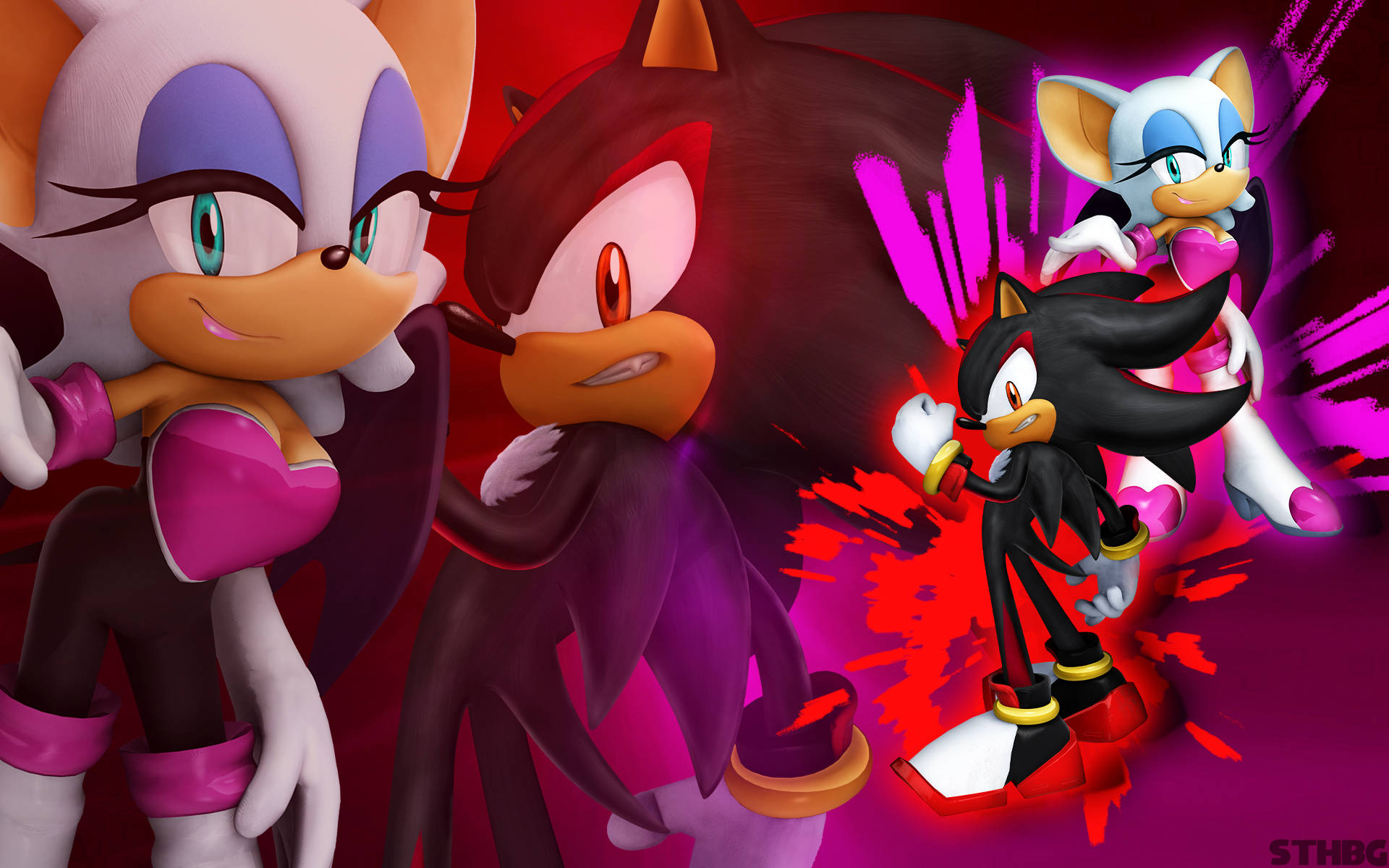 Shadow The Hedgehog And Rouge Bat Background