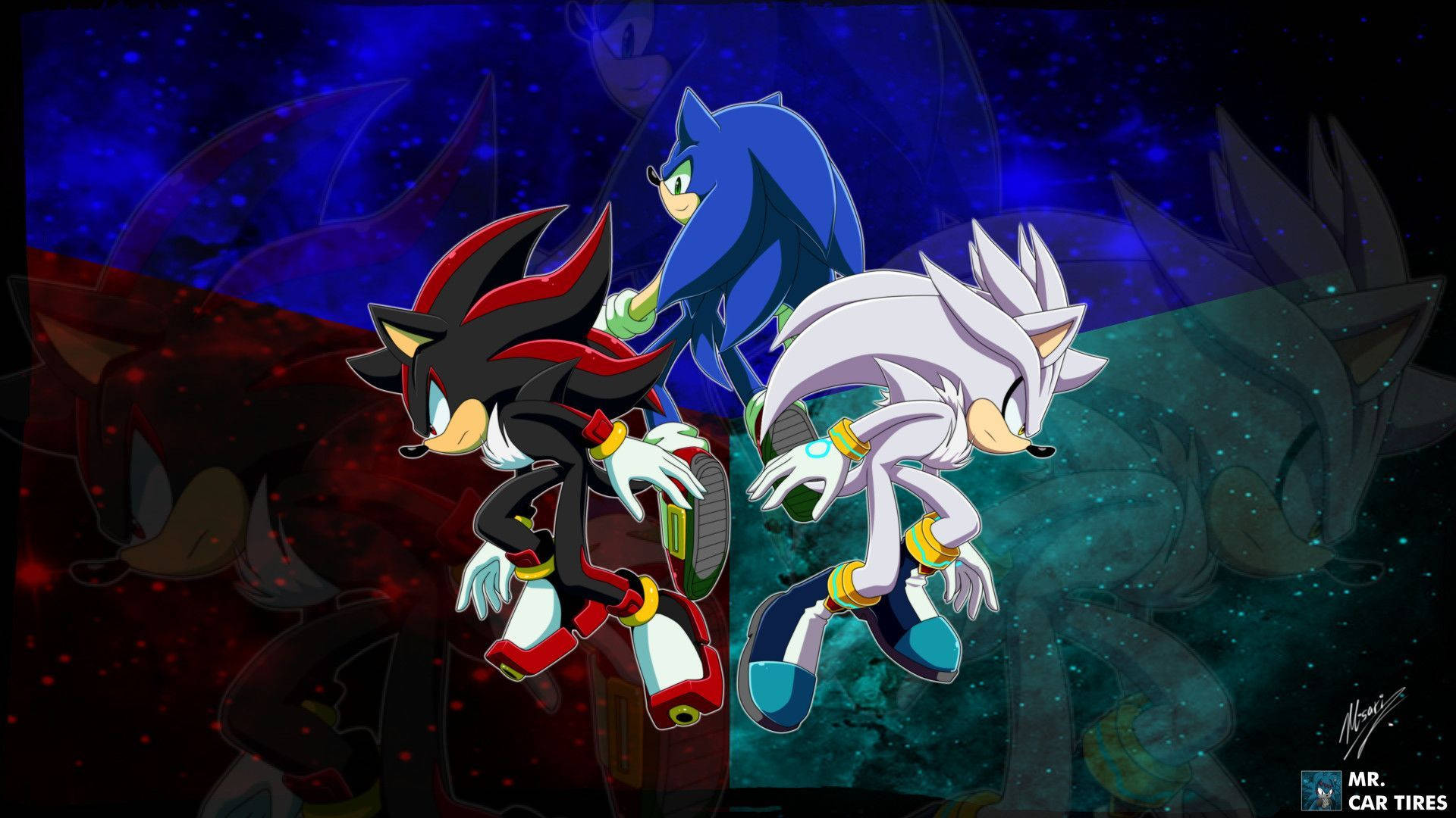 Shadow The Hedgehog Pfp With Sonic And Silver Background