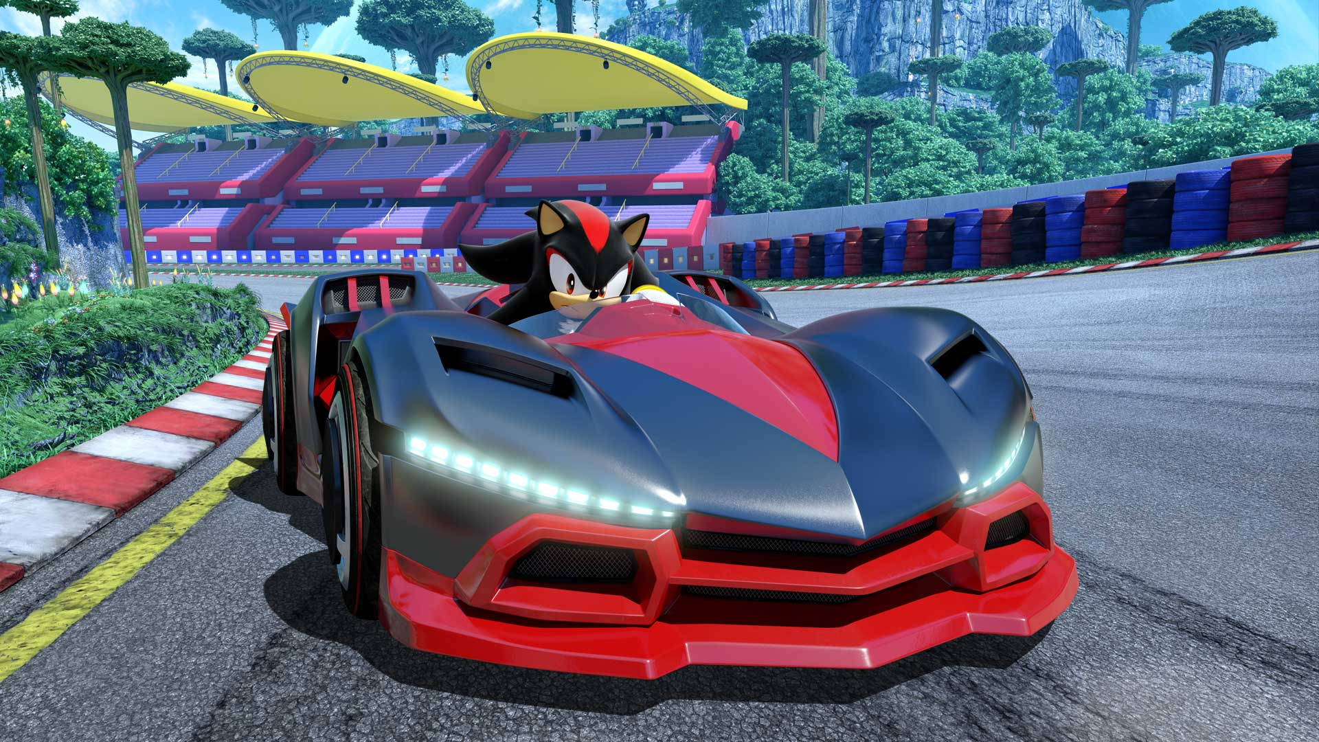 Shadow The Hedgehog Red Racing Car Background