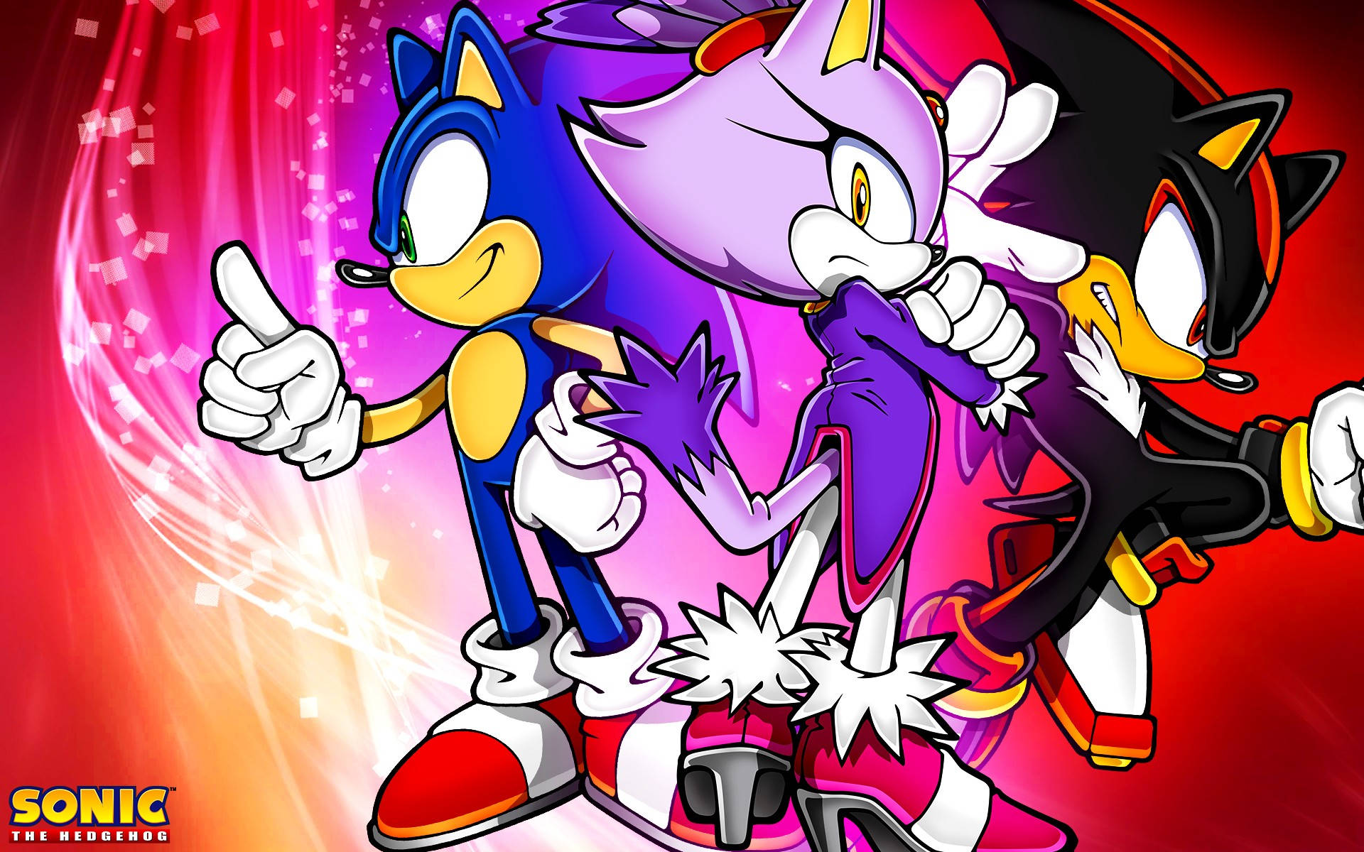 Shadow The Hedgehog With Sonic And Blaze Background