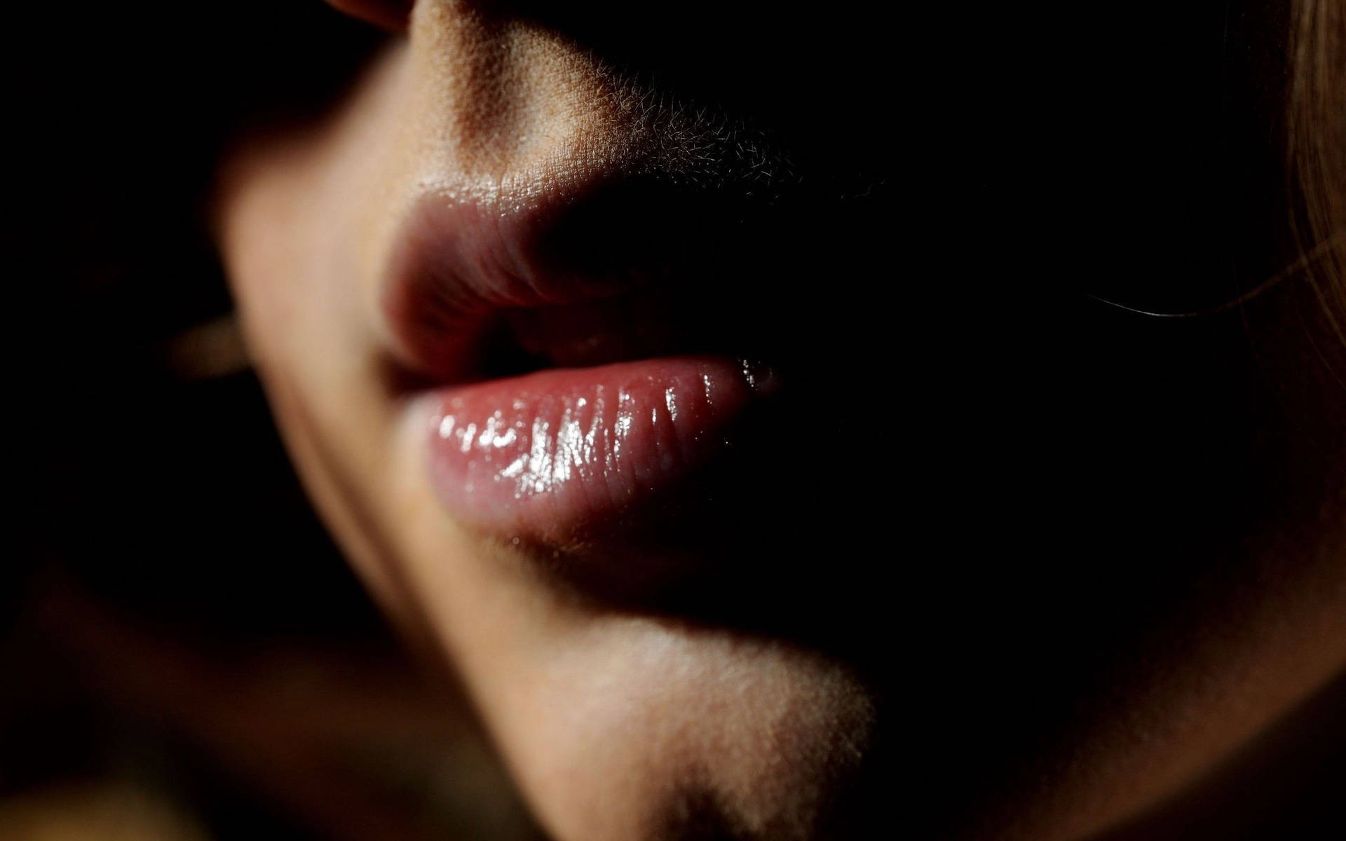 Shadowy Lips Of Girl Background