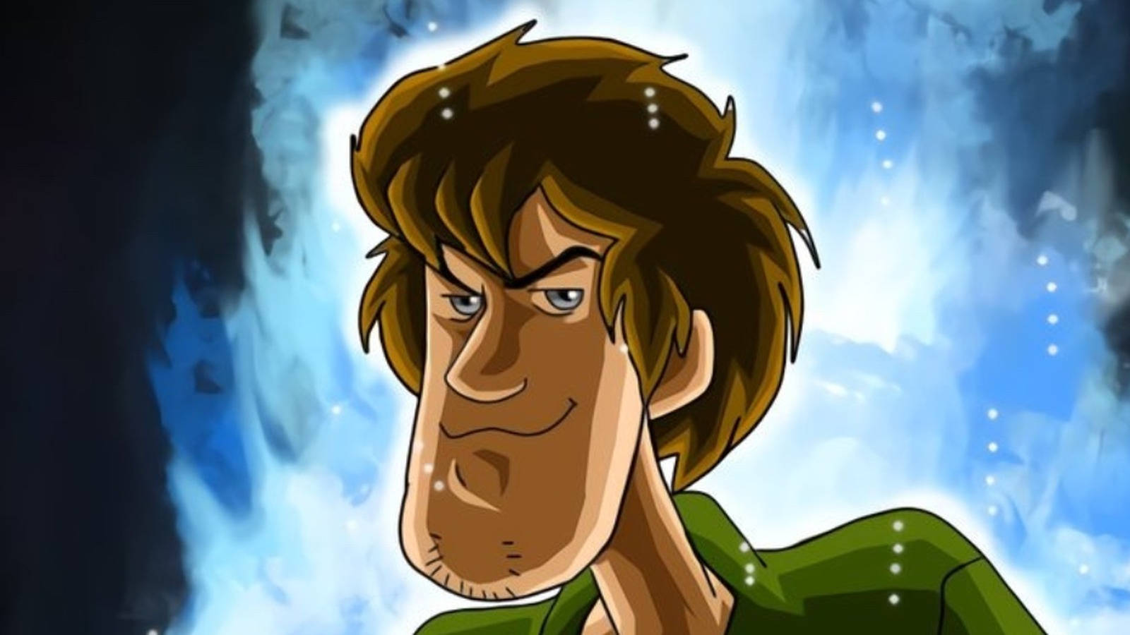 Shaggy Rogers In His Signature Green Shirt And Red Pants With A Funny Expression.