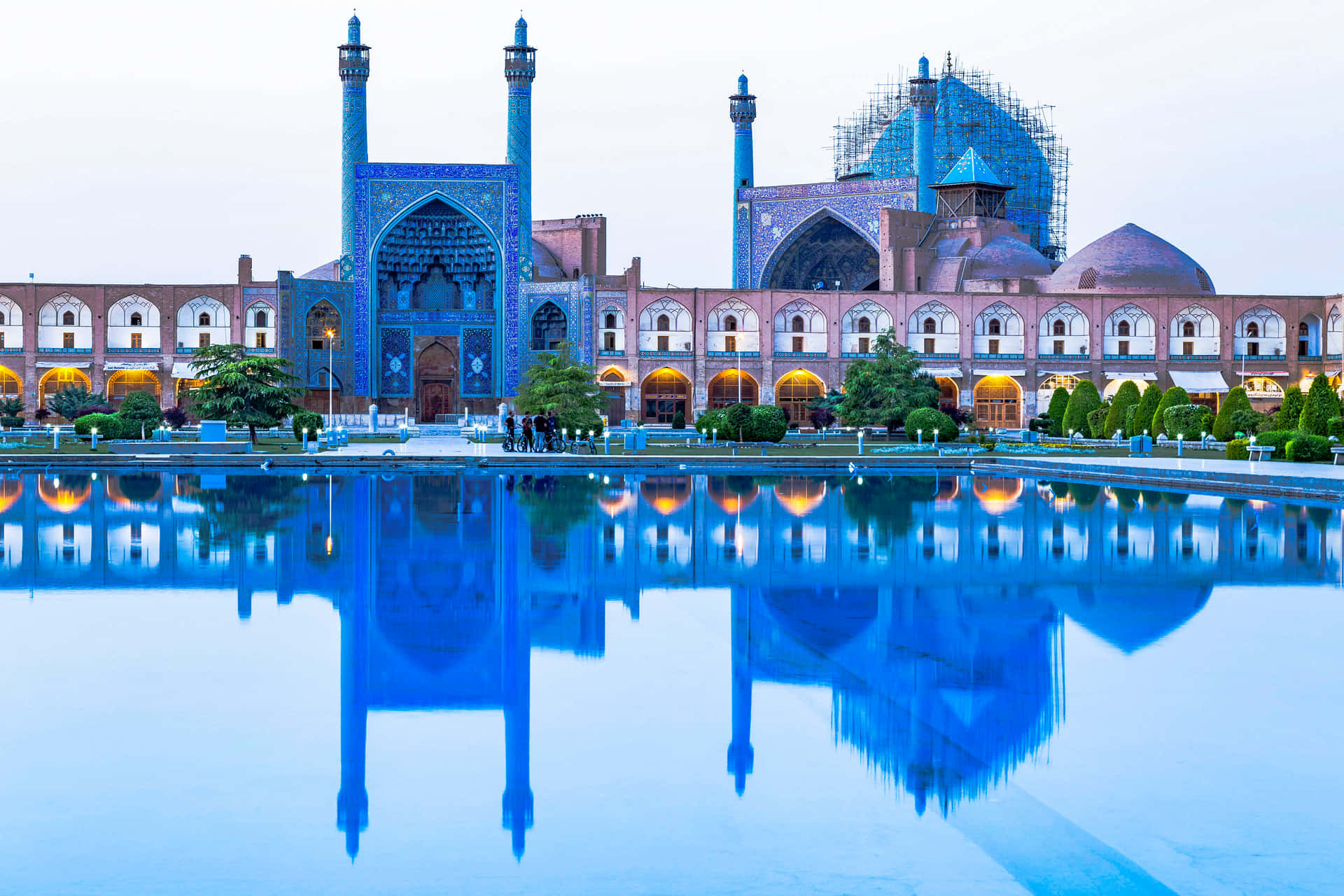 Shah Mosque Against A Blue Sky Background