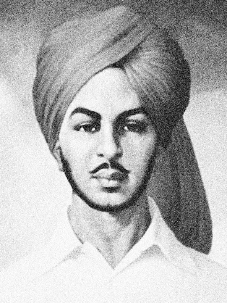 Shaheed Bhagat Singh Black And White Illustration Background