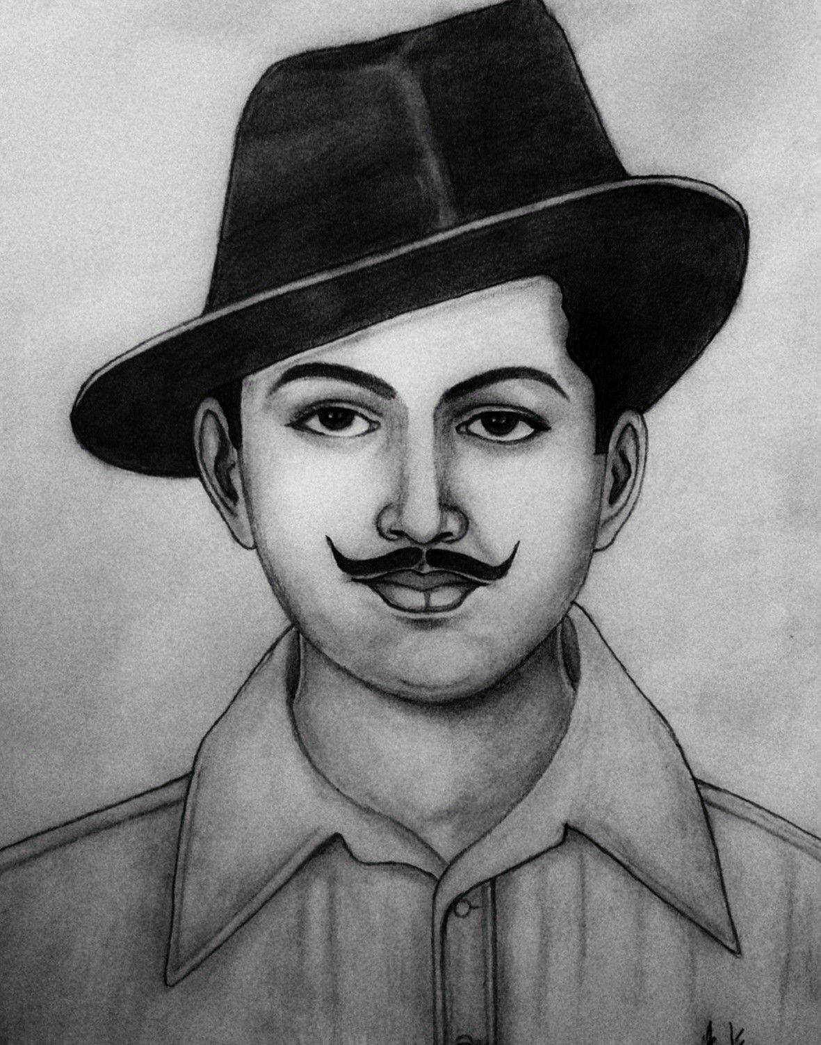 Shaheed Bhagat Singh Charcoal Art Piece