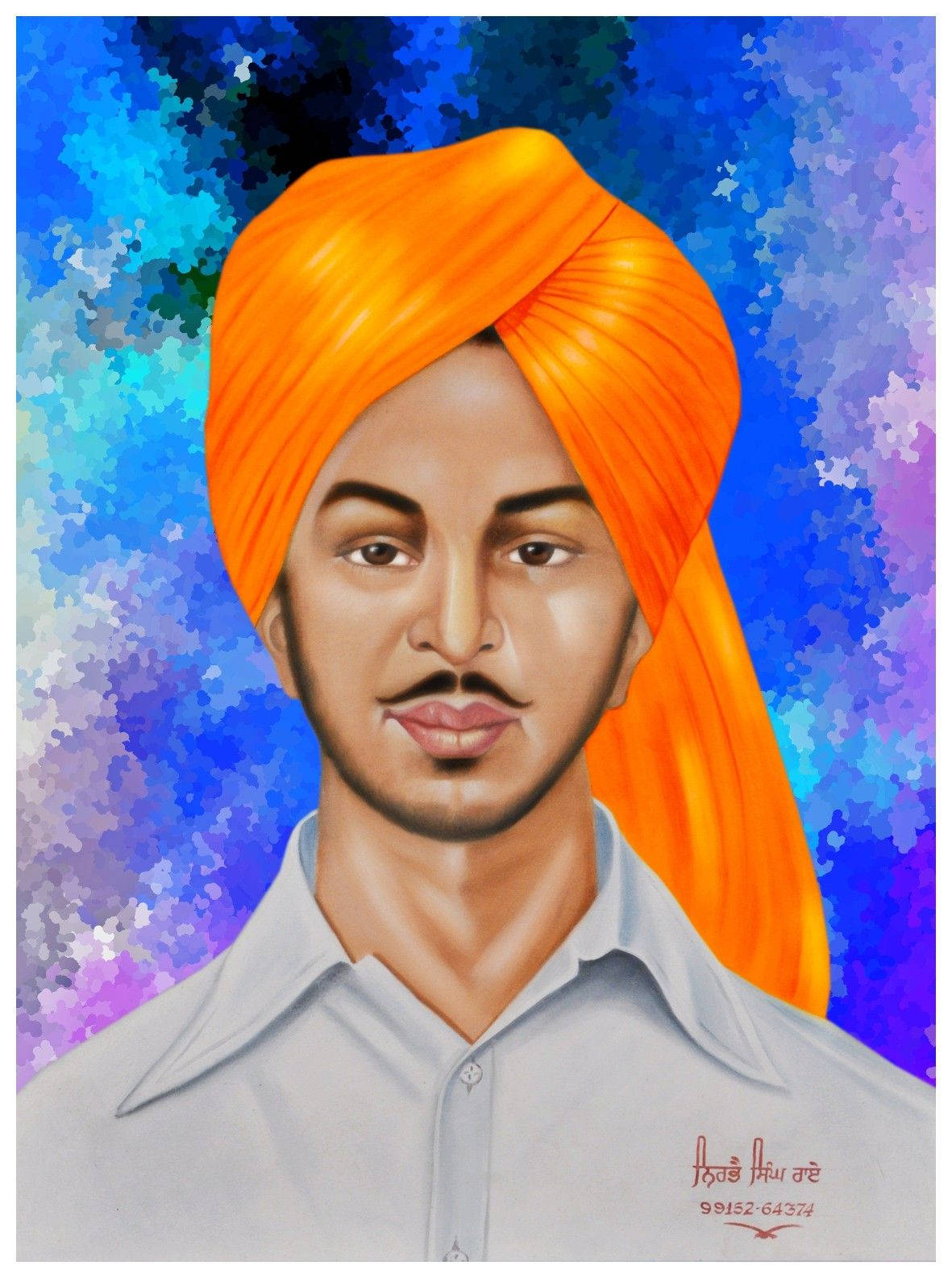Shaheed Bhagat Singh Colorful Artwork