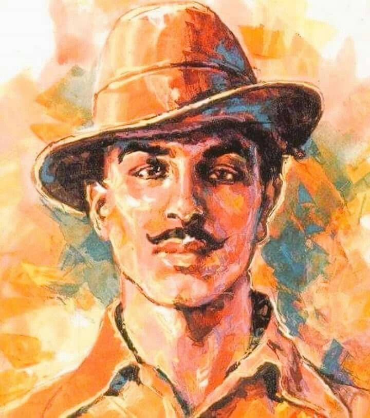 Shaheed Bhagat Singh Drizzled Painting Background