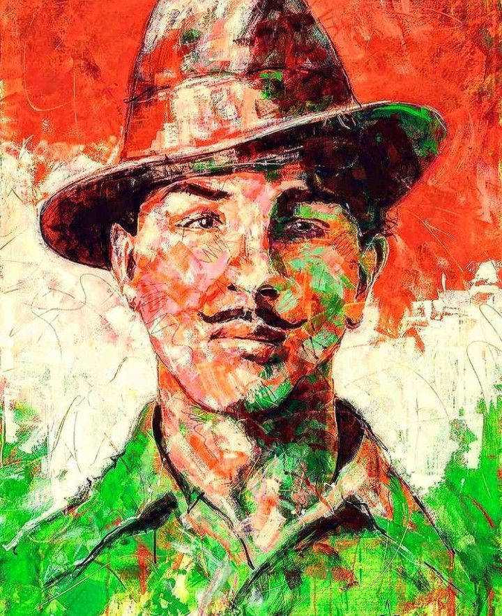 Shaheed Bhagat Singh Messy Painting Style Background