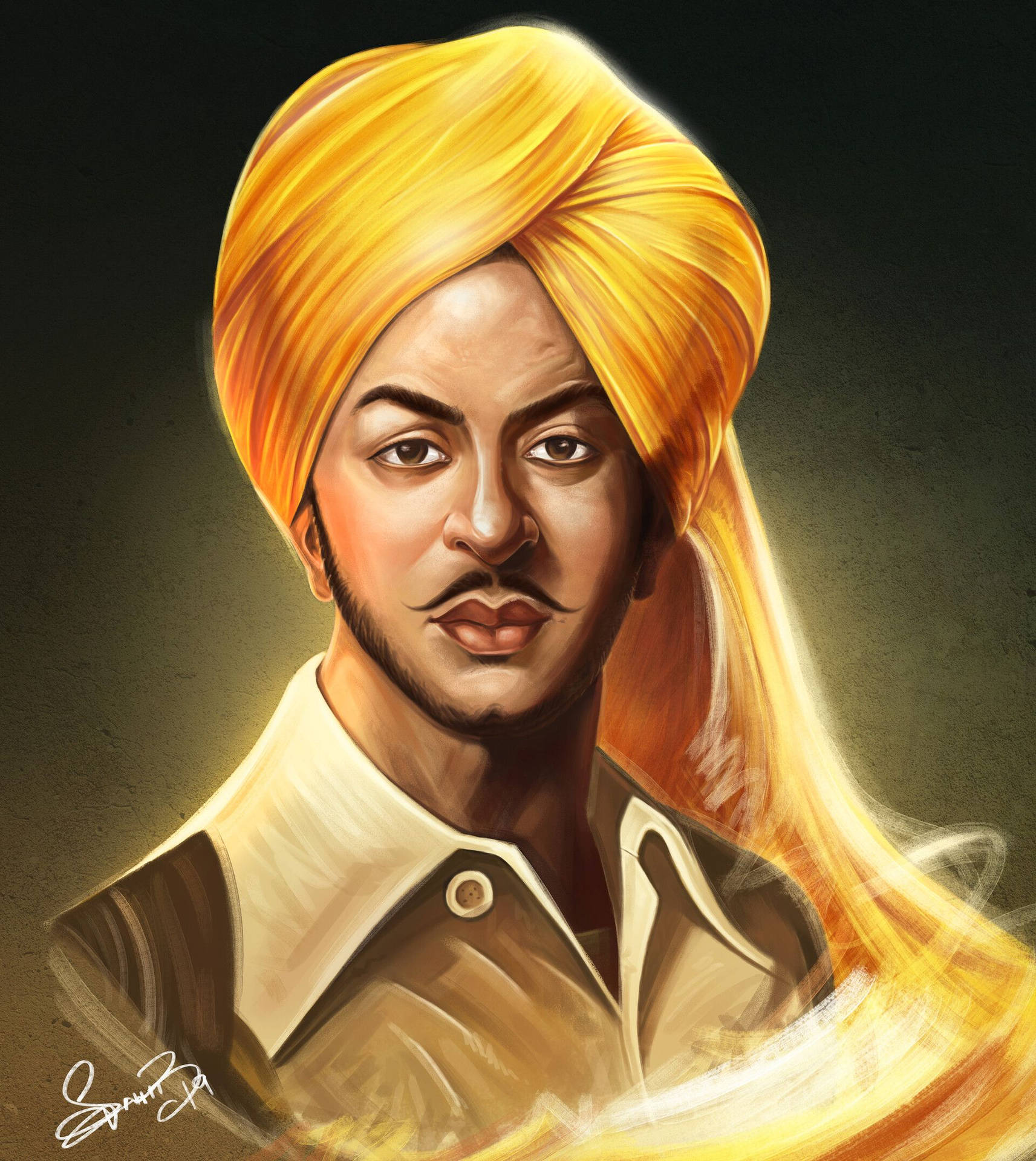 Shaheed Bhagat Singh Oil Painting Background