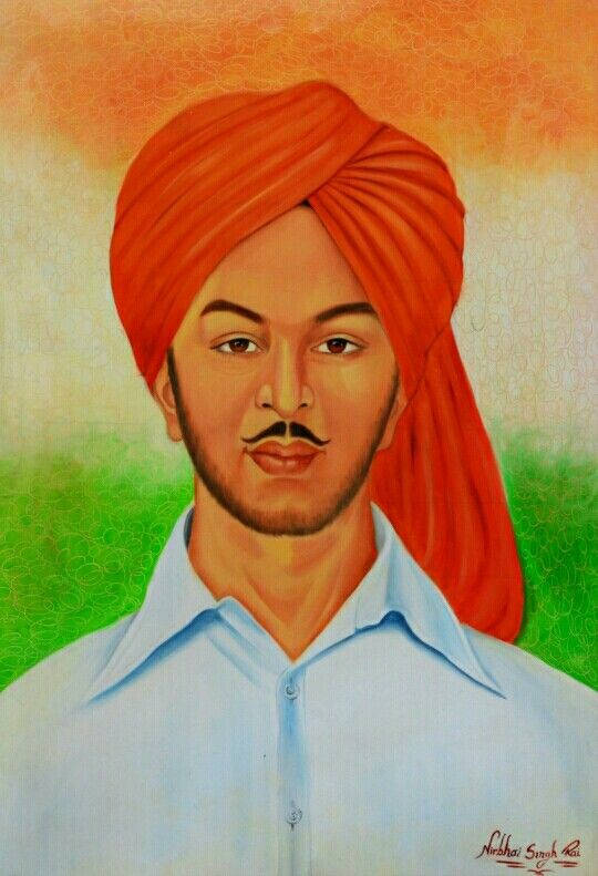 Shaheed Bhagat Singh Painted Face Background