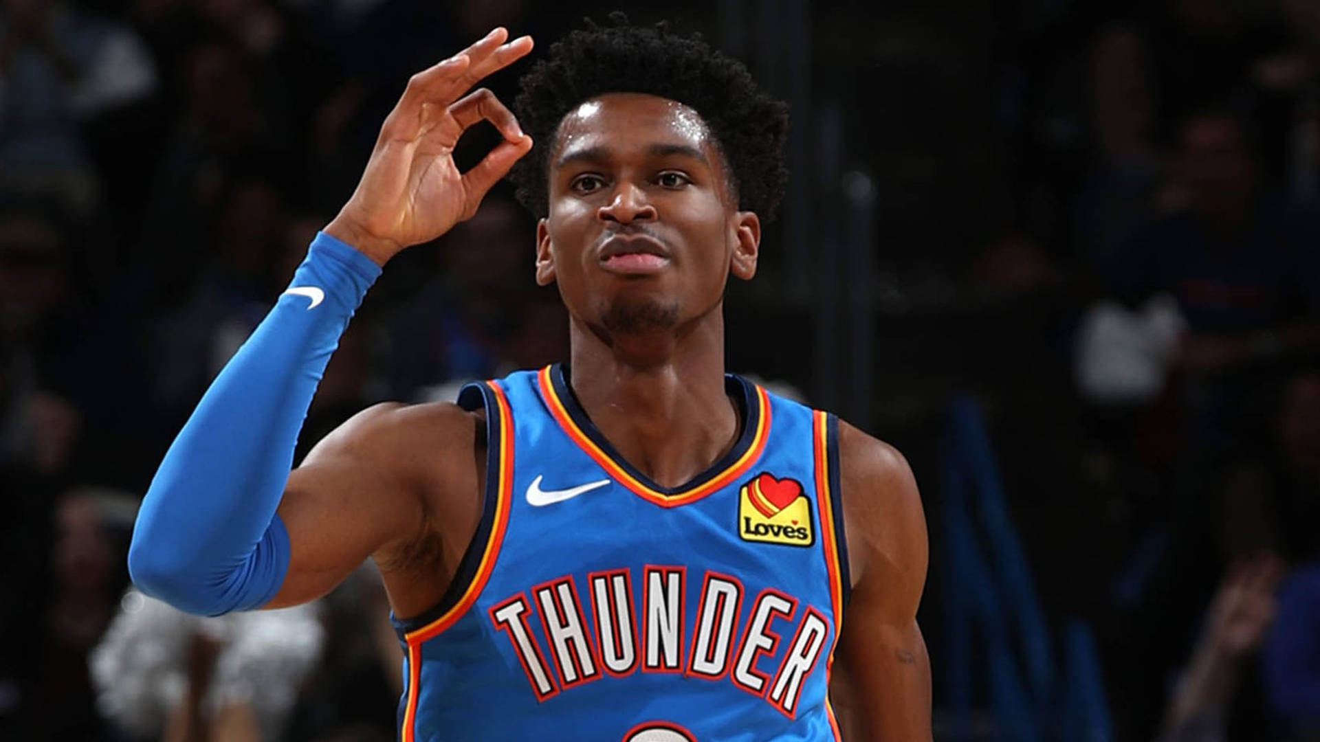 Shai Gilgeous-alexander Gesturing Okay Hand Sign On The Court