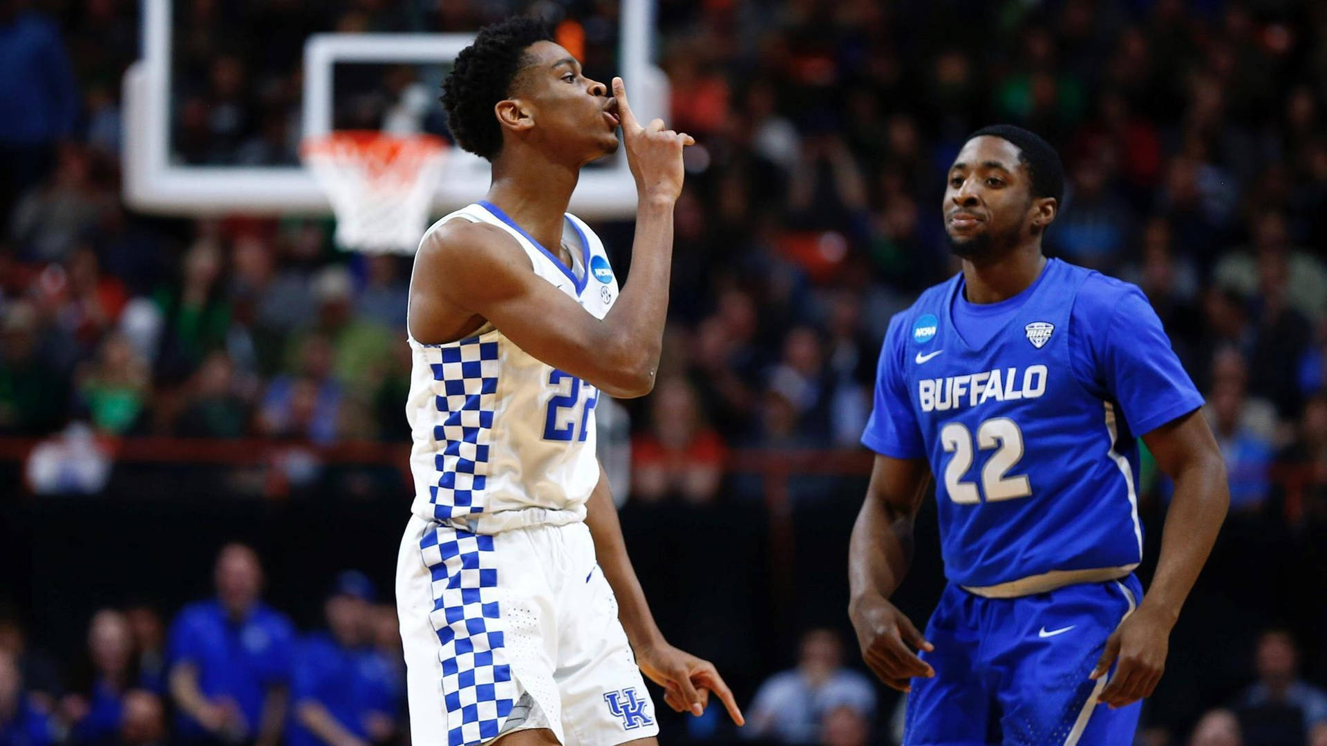 Shai Gilgeous Alexander Silence Hand Gesture Buffalo Bulls Background