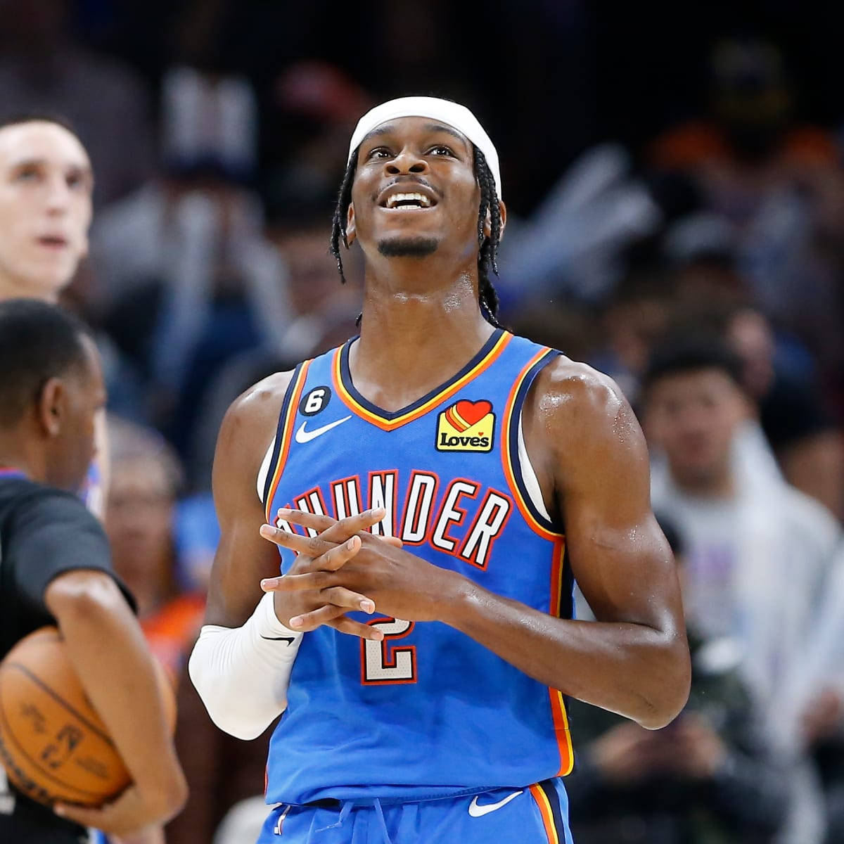 Shai Gilgeous Alexander Smile Win Denver Nuggets Background