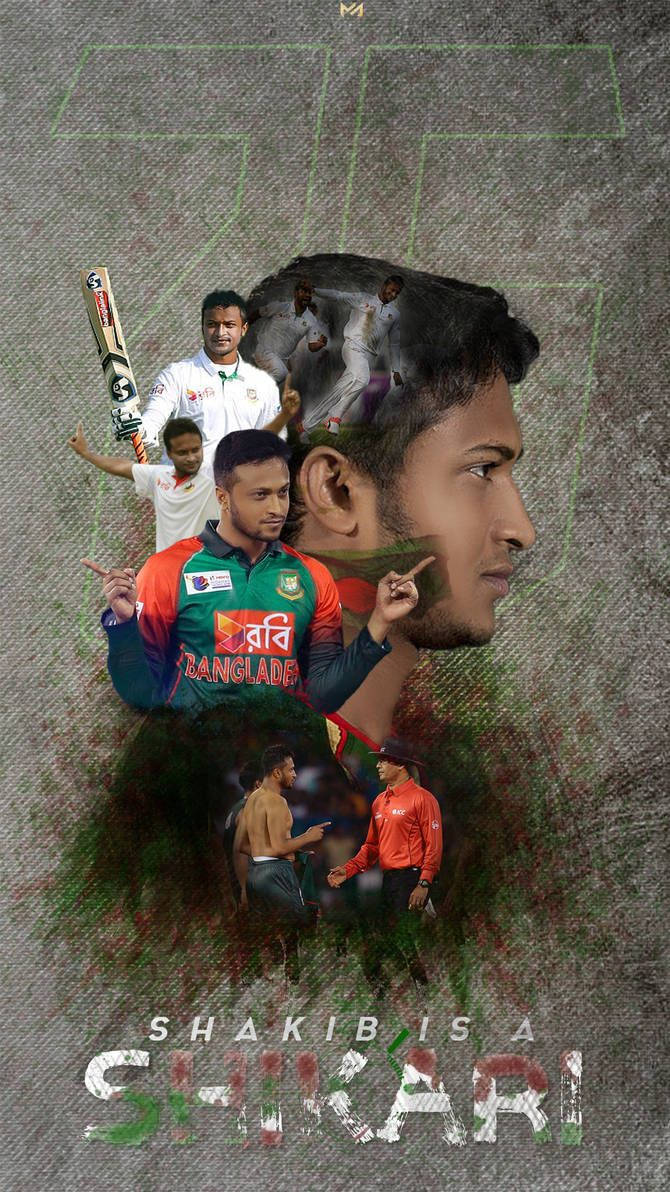 Shakib Al Hasan In Action On The Field Background