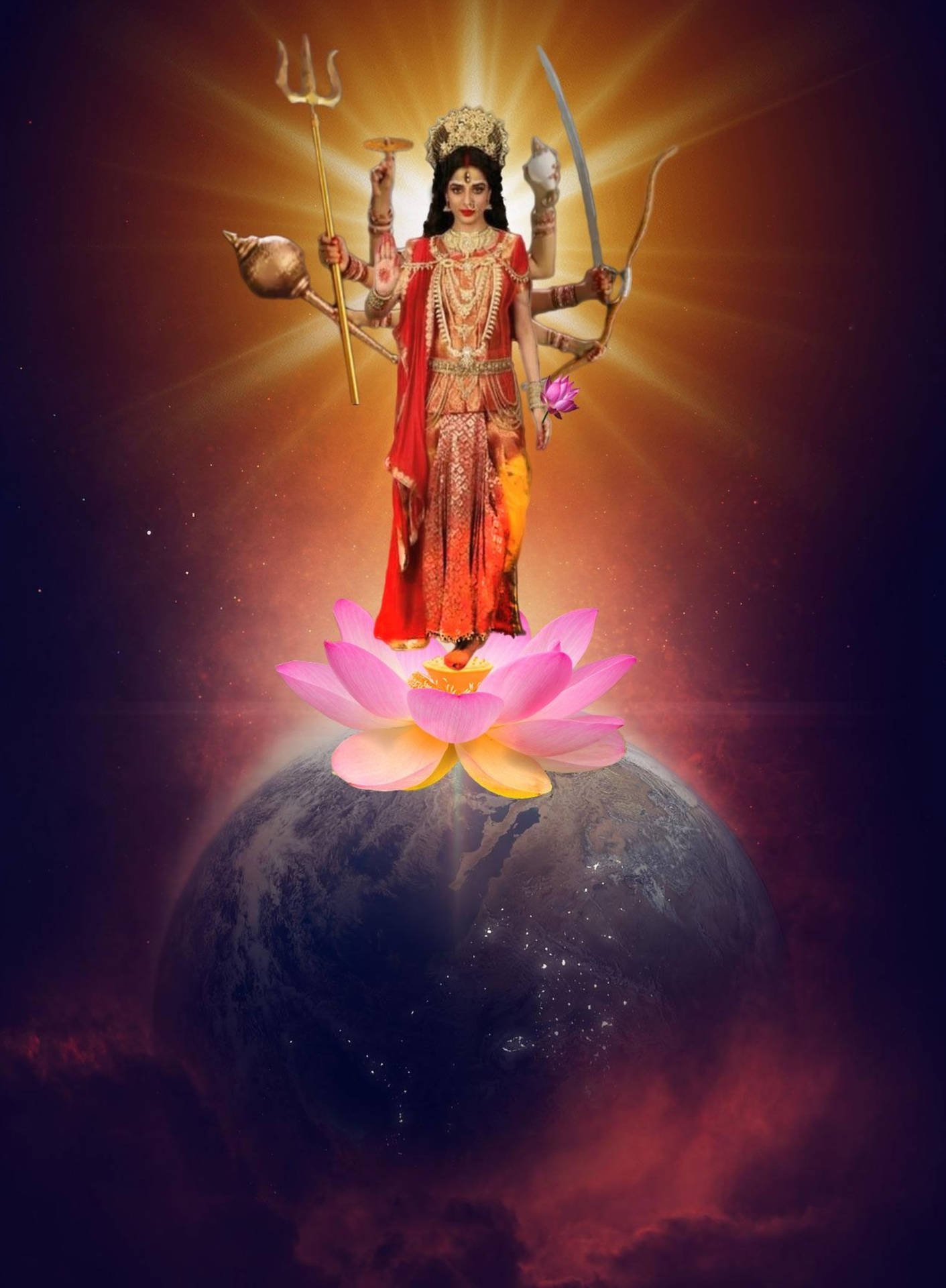 Shakti Hindu Deity Of The Earth Background