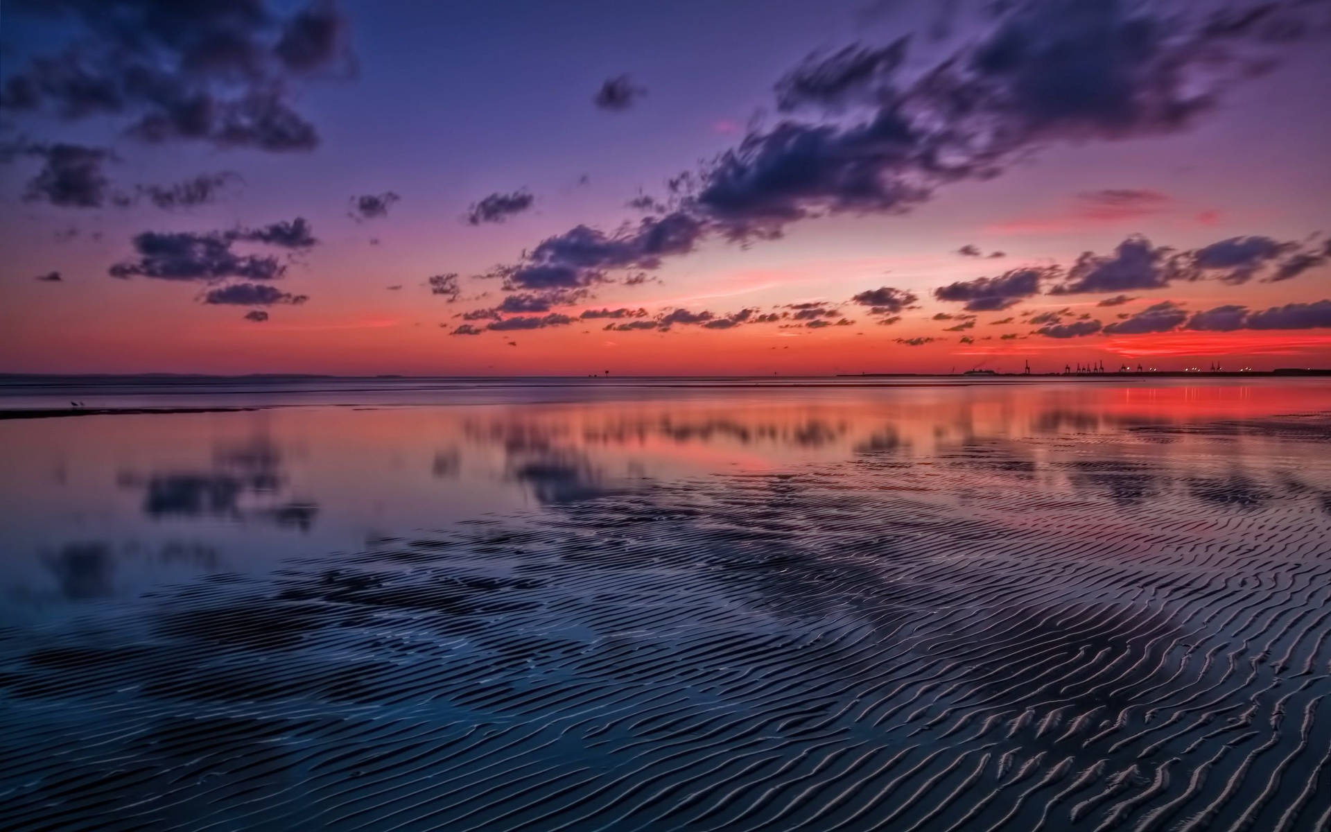 Shallow Beach Sunset Aesthetic Background