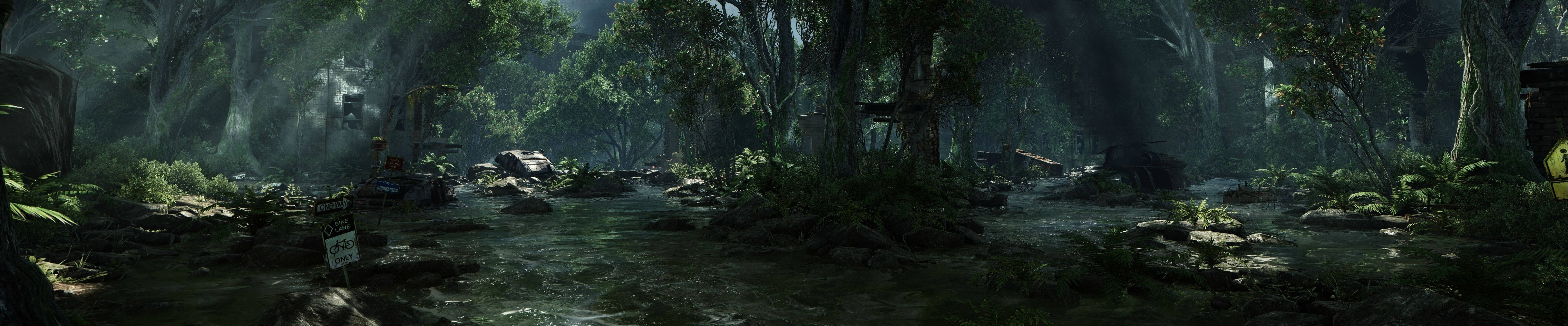 Shallow Forest River Three Screen Background