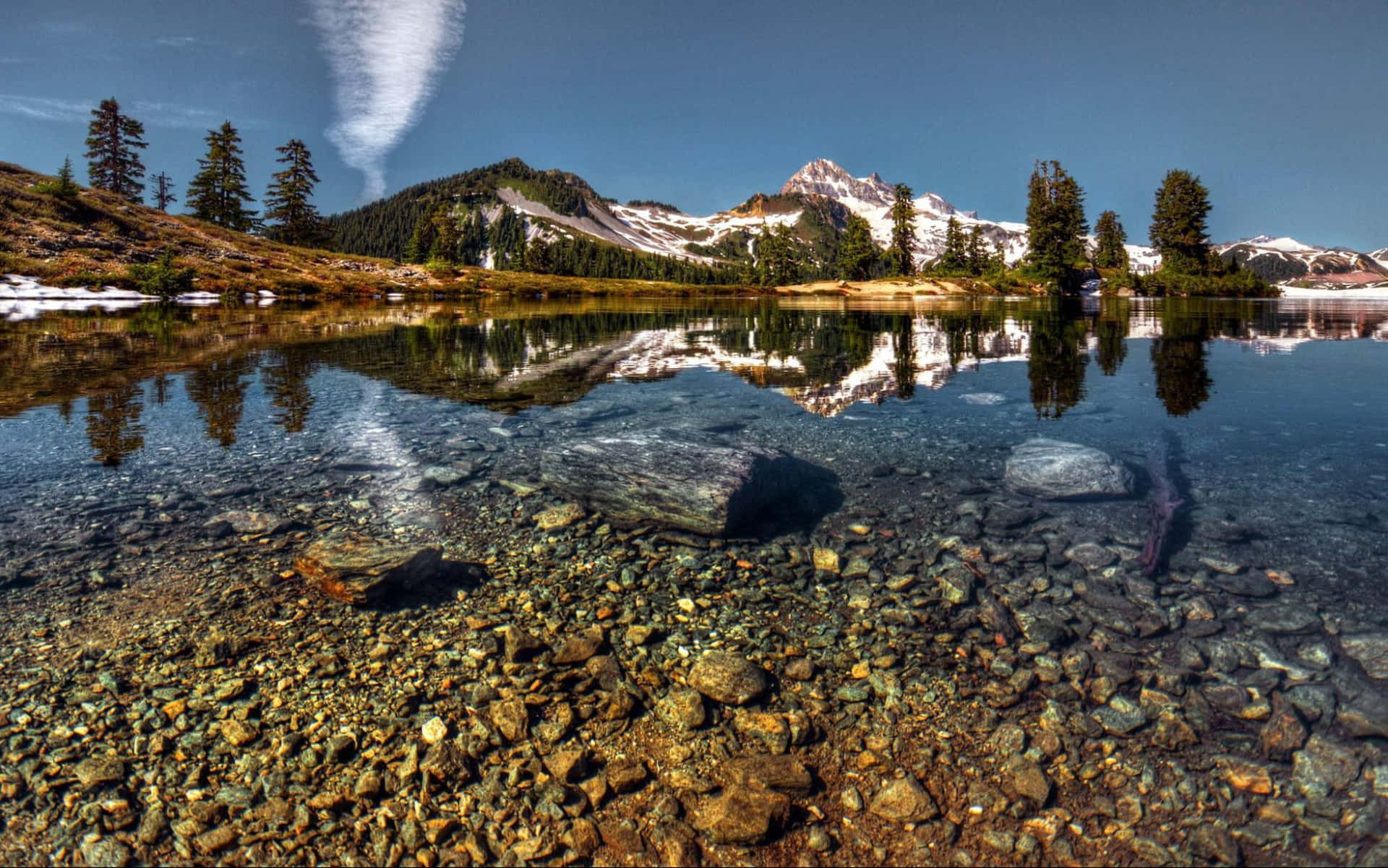 Shallow Mountainside River Background