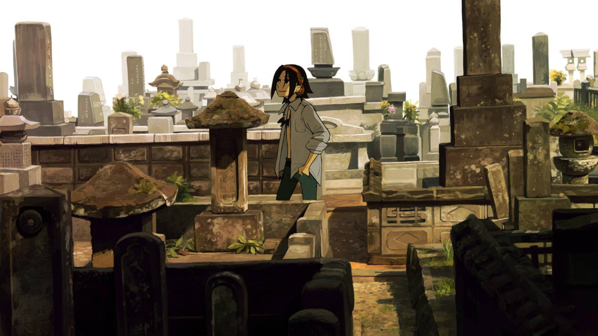 Shaman King Yoh In Cemetery Background