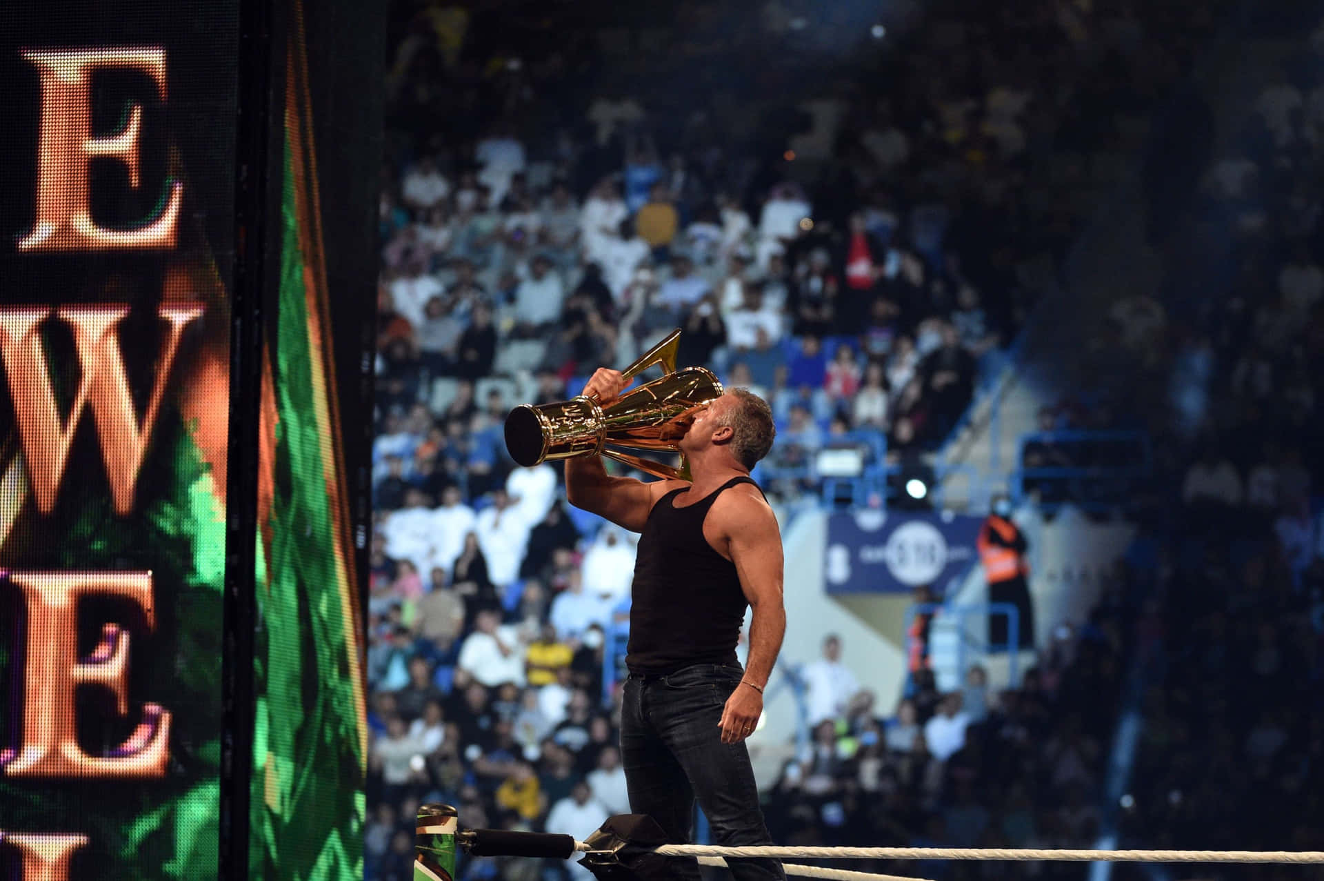 Shane Mcmahon Kissing Wrestling Trophy Background