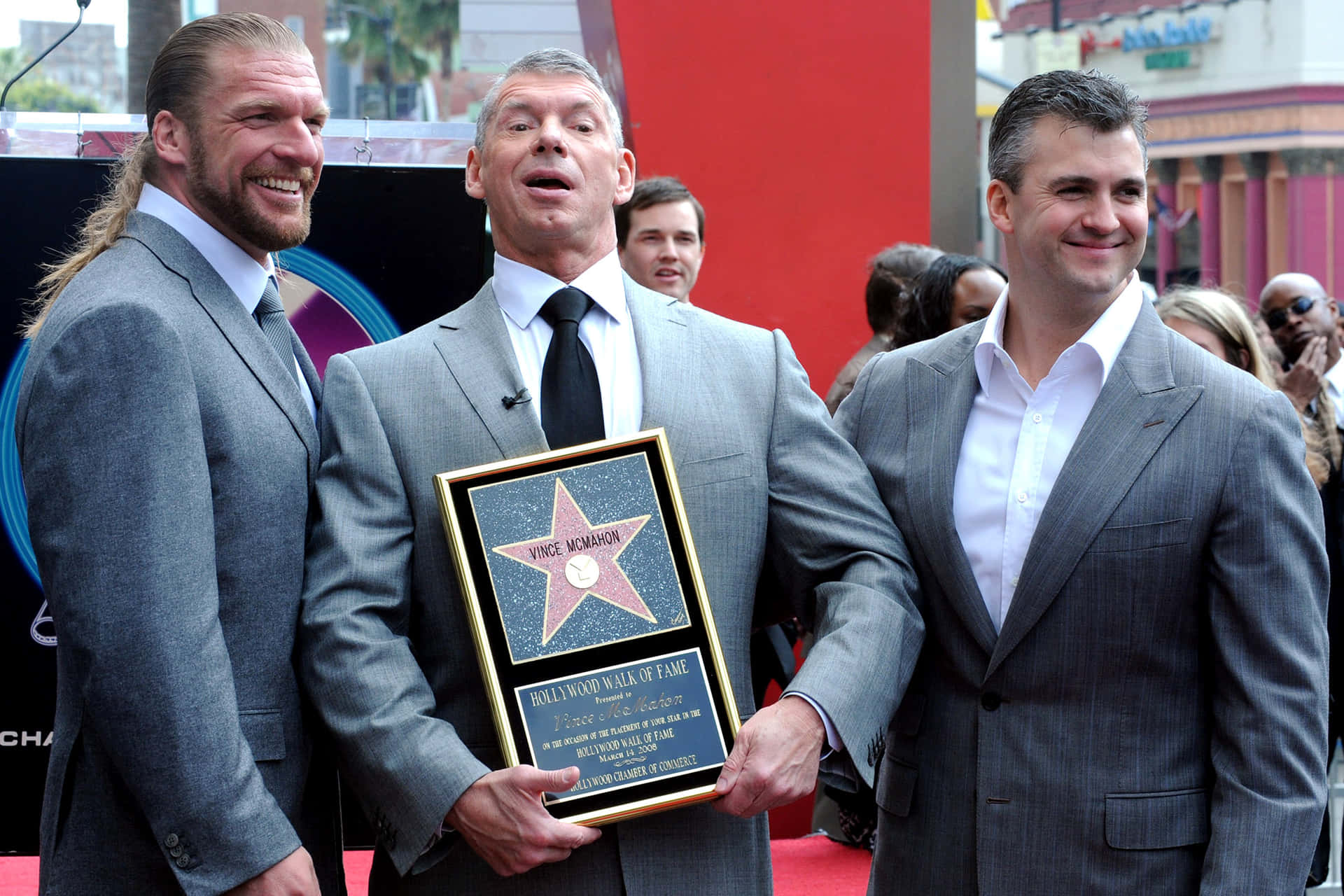 Shane Mcmahon With Vince Mcmahon And Triple H