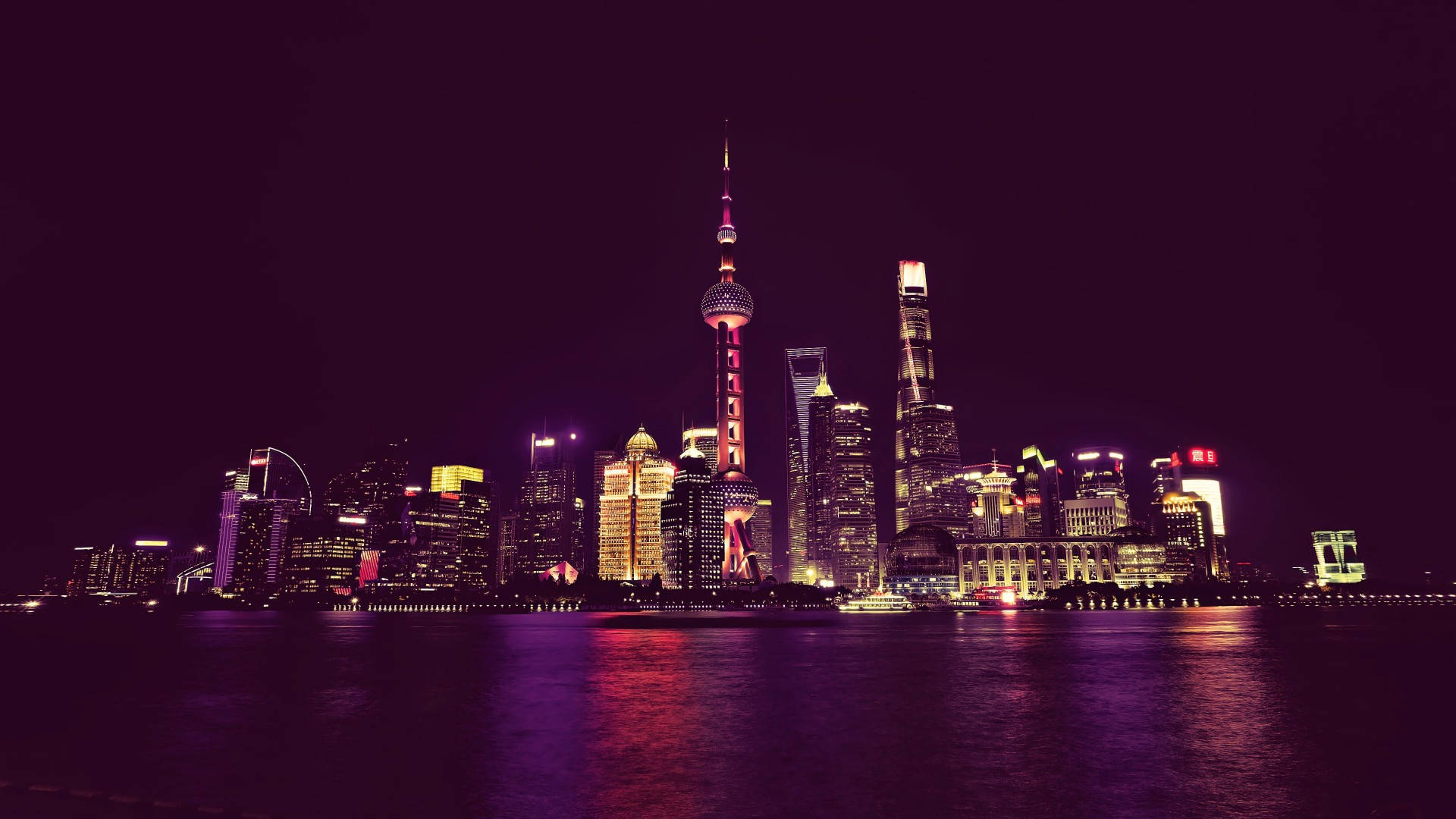 Shanghai China City Lights Background