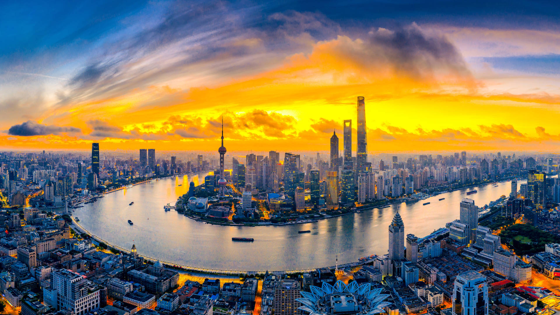 Shanghai Cityscape Panorama Background