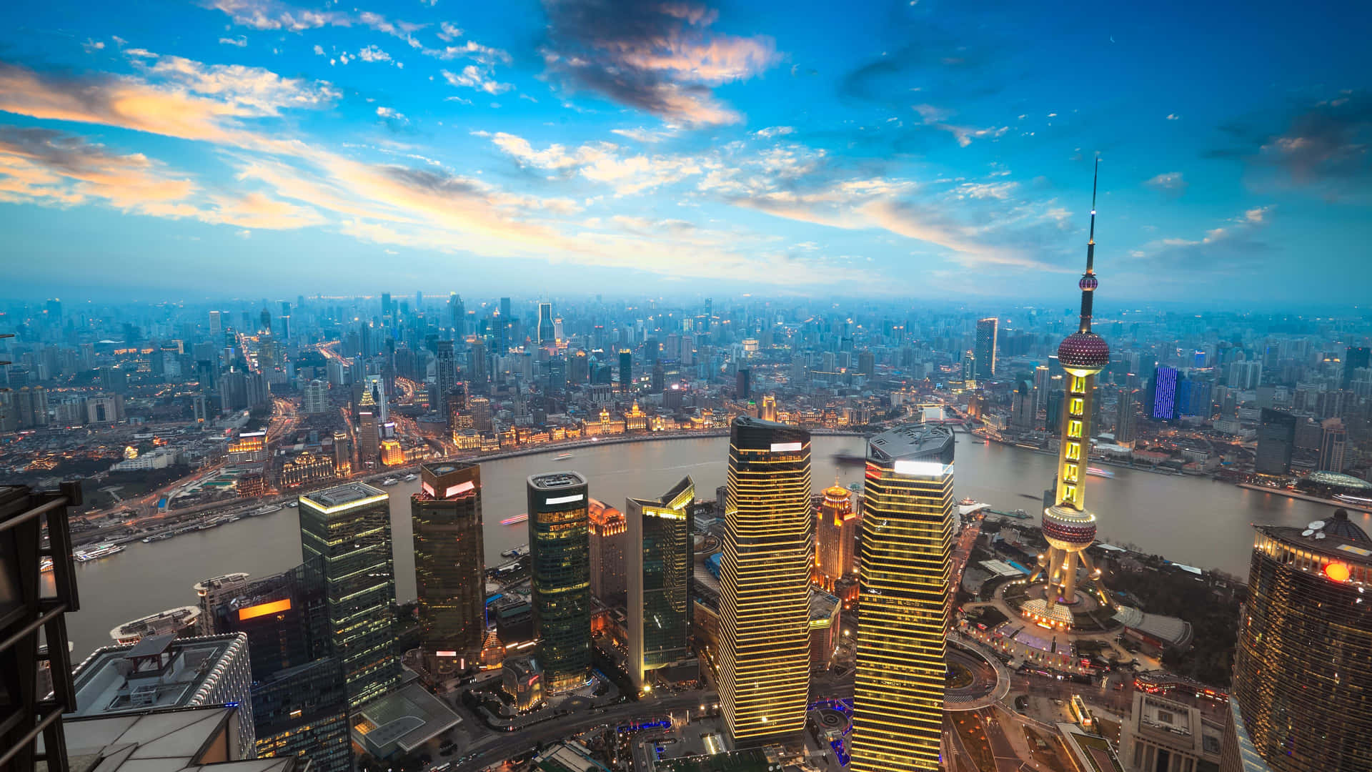 Shanghai Skyline Dusk View