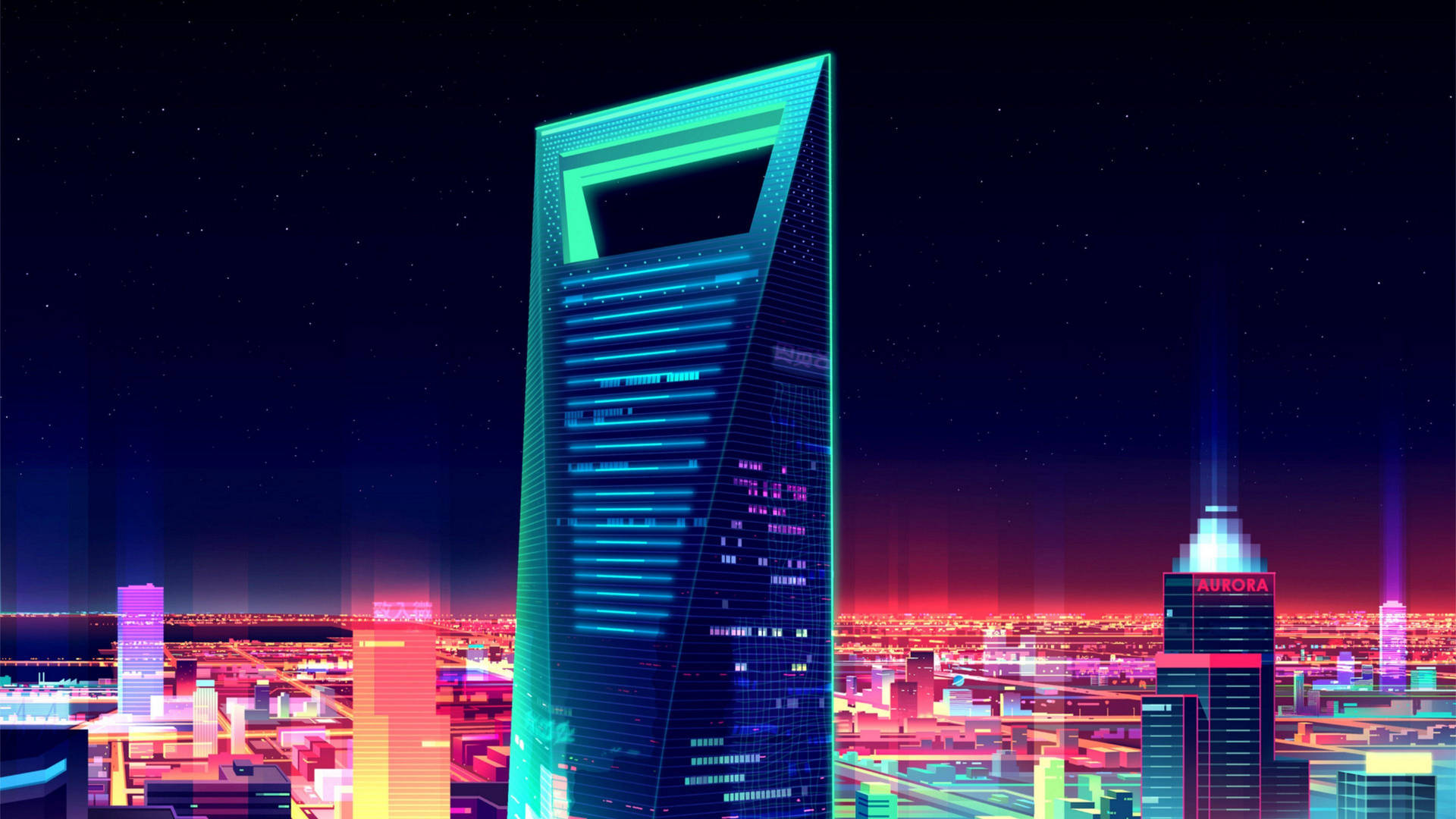 Shanghai World Financial Center Futuristic Art Background