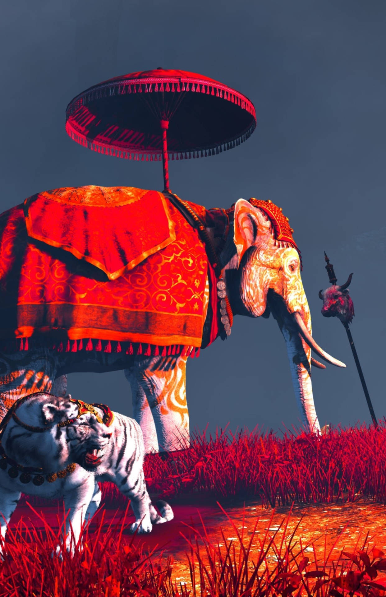 Shangri-la Elephant And Tiger Far Cry 4 Hd Phone Background