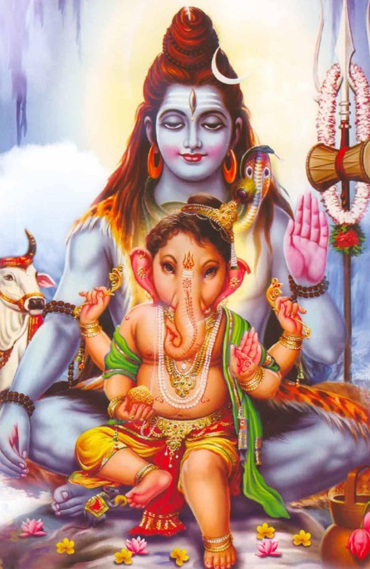 Shankar Bhagwan Shiva And Ganesha