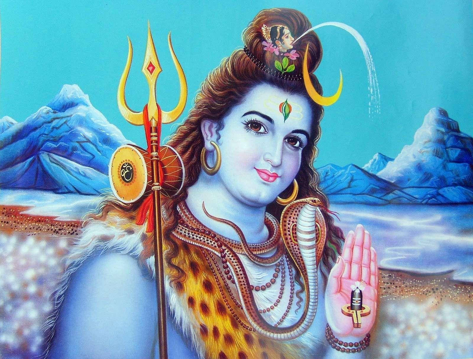Shankar Bhagwan Shiva In Blue Mountains Background