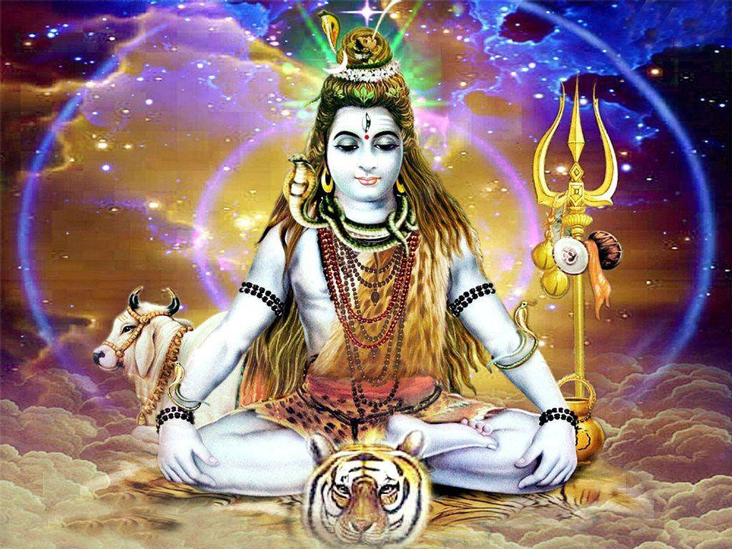 Shankar Bhagwan Shiva In The Cosmos Background