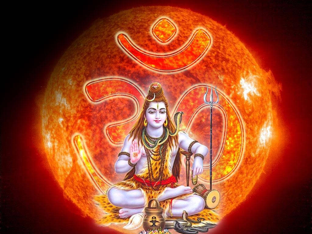 Shankar Bhagwan Shiva Sits By Sun Background