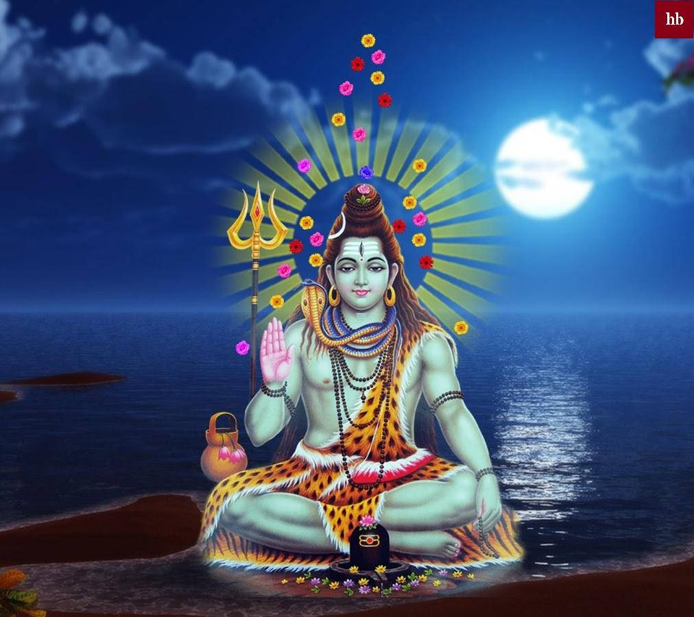 Shankar Bhagwan Shiva Sitting In Beach Background