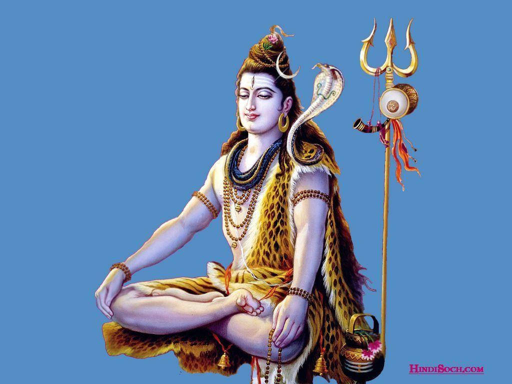 Shankar Bhagwan Shiva With Blue Background Background