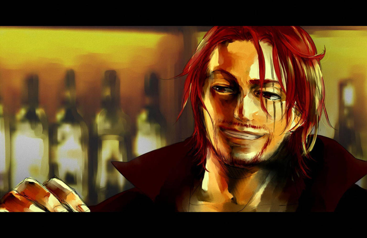 Shanks One Piece At The Bar Background