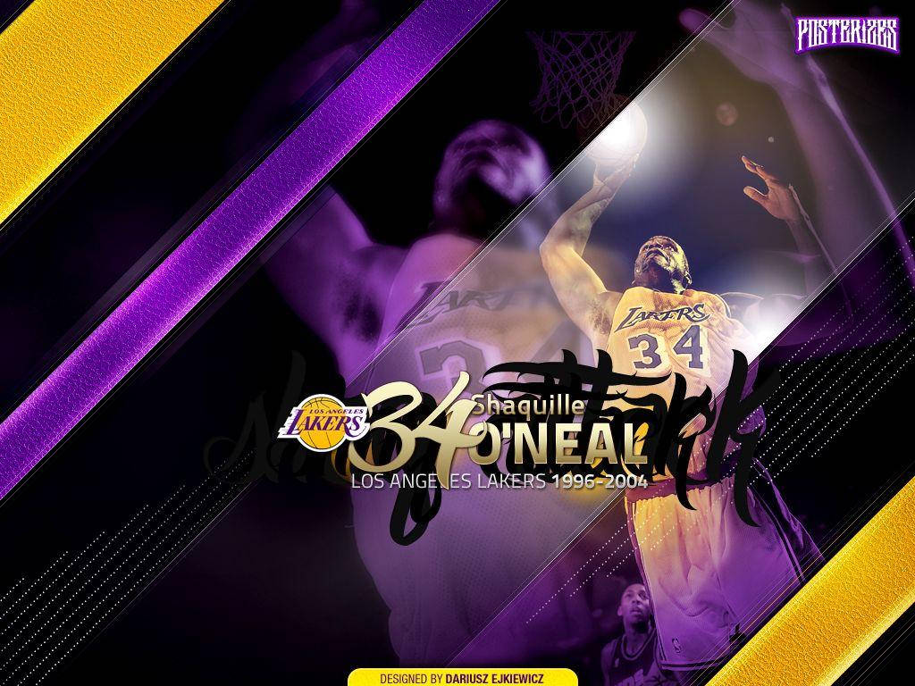 Shaquille O'neal Yellow Purple Art Background