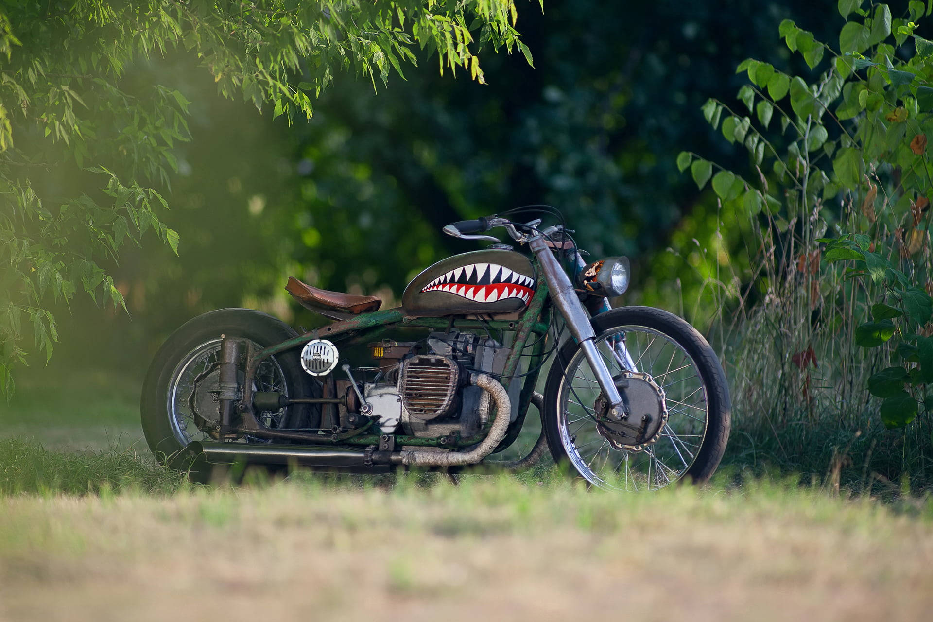 Shark Tooth Bobber Motorcycle Background