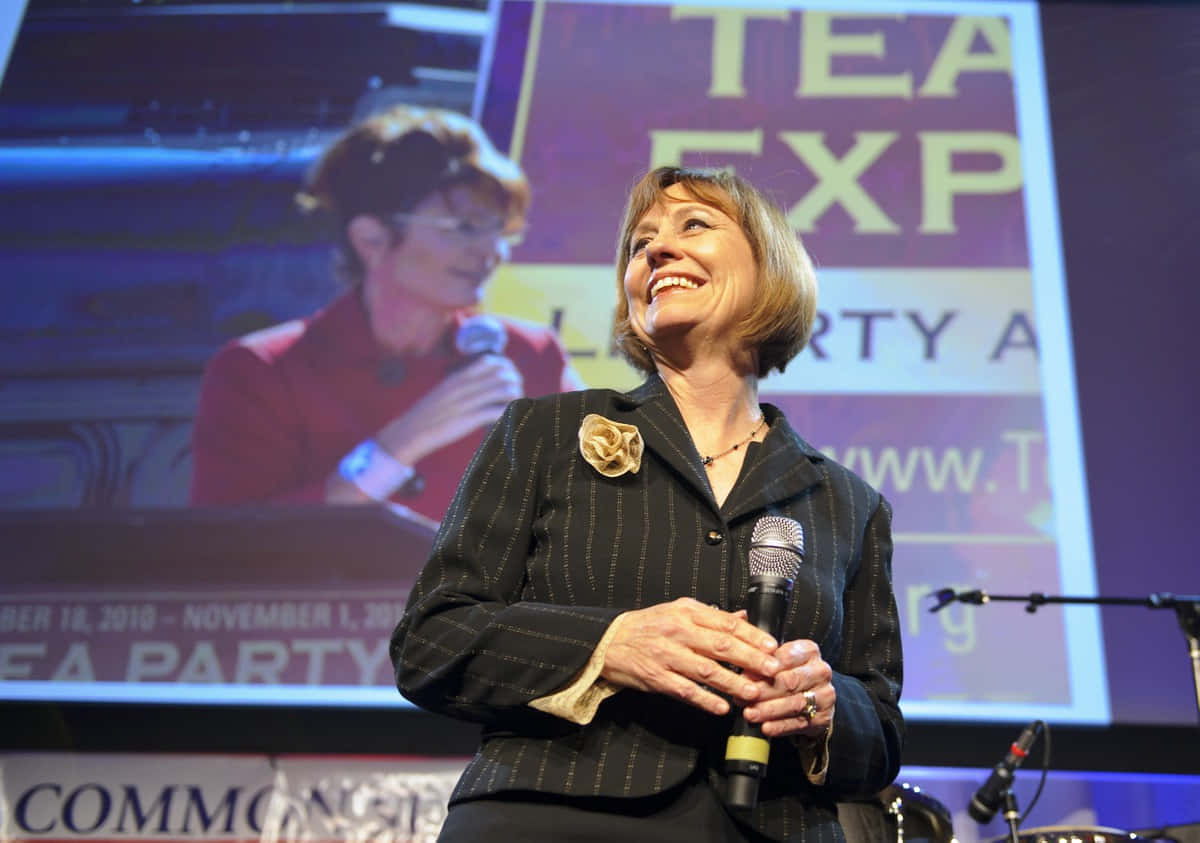 Sharron Angle On Stage Background