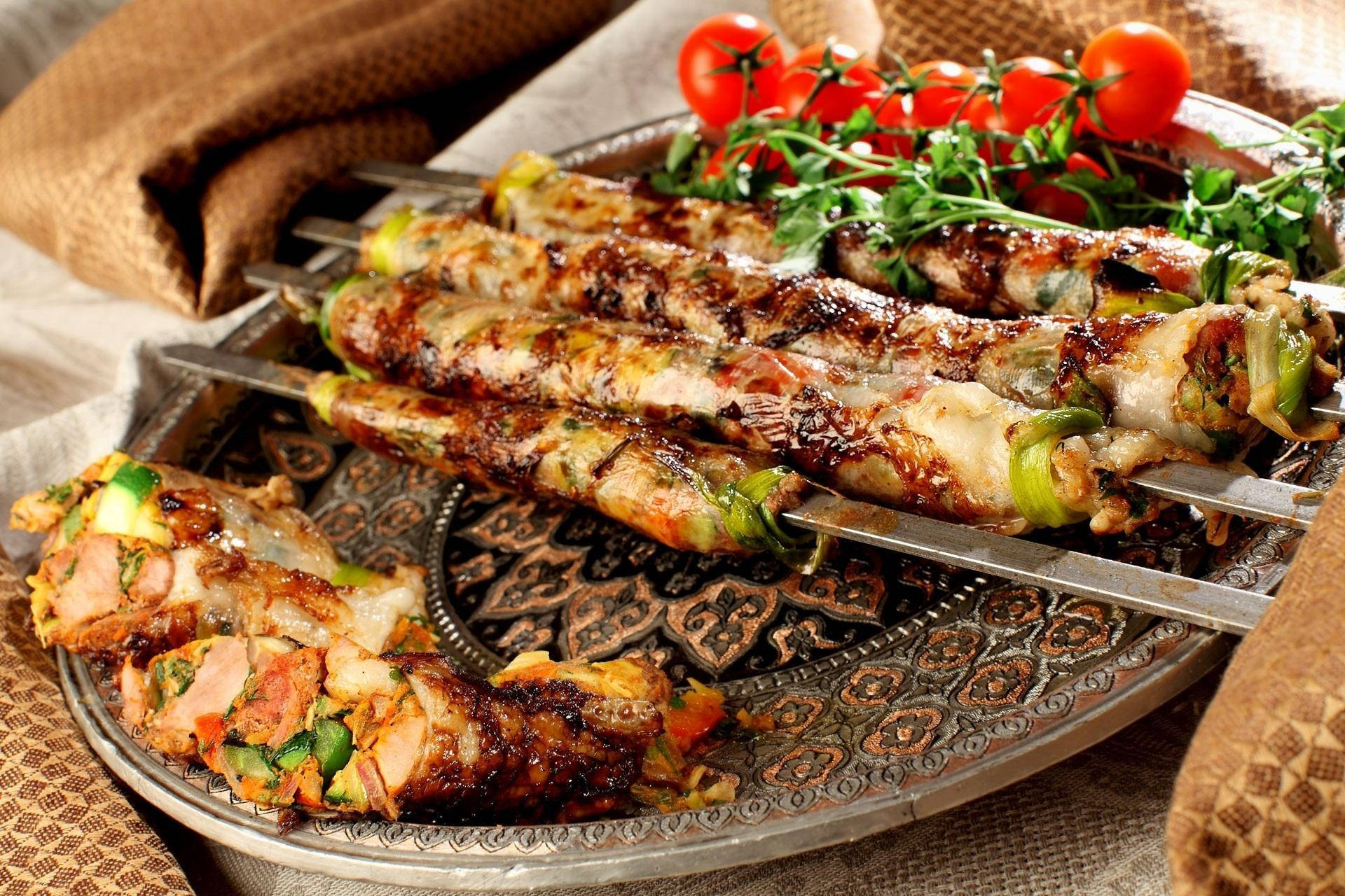 Shashlik Dish For Dinner Background