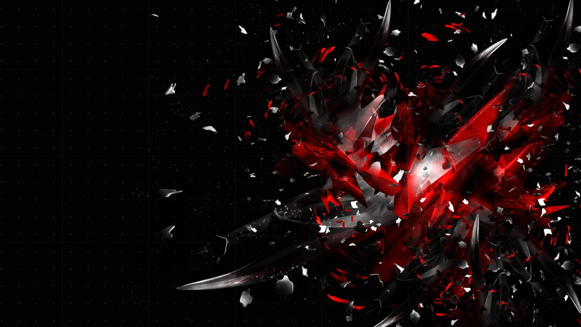 Shattered Red And Black Platonic Solid Background