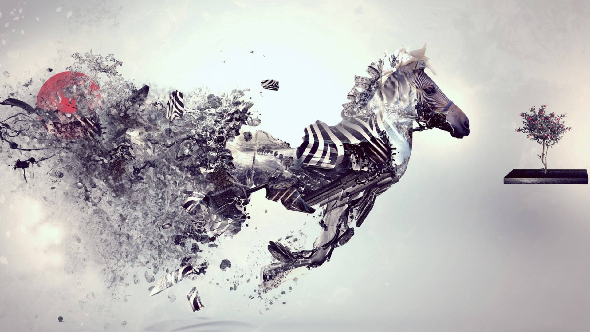 Shattered Zebra Digital Art Background